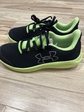 Under Armour UA Charged Pursuit 3 Running Shoes Black Lime Size 6 Youth New