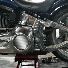 1996 Harley Softail CUSTOM CHROME Left Mid Frame Cover Trim RIBBED #4085