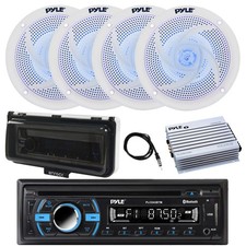 Pyle Bluetooth CD Radio, Amplifier, 4x 6.5" LED Speakers, Cover White , Antenna