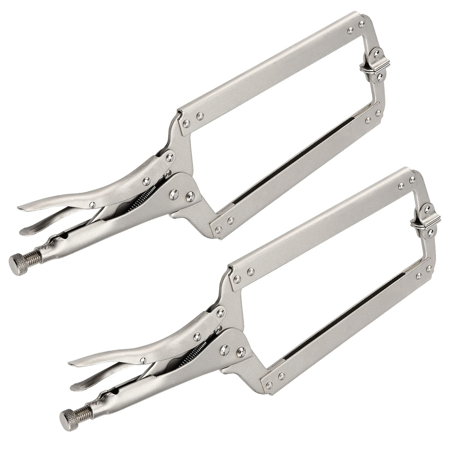 2 Packs 18 Inch Large C Clamp Locking Pliers with Swivel Pads, Heavy Duty Vic...