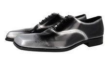 PRADA Square Oxford Spray RUNWAY Dress Shoes 2EA165 Black Silver -  US 10 EU 43