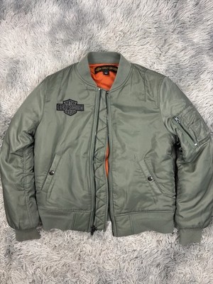 harley davidson bomberjacke ma-1 olivgrün y2k big logo eagle vintage