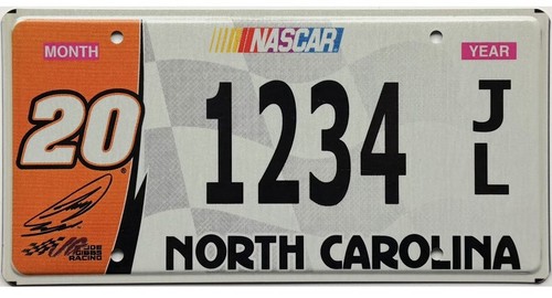 North Carolina NASCAR Sample License Plate #1234 JL Tony Stewart 20