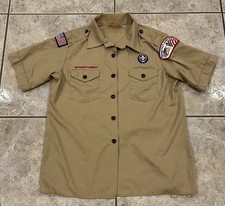 Womens Large 14-16 Boy Scouts of America BSA Uniform Shirt Patches Short Sleeve