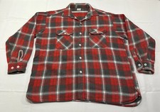 Vintage 60s Big Mac Penneys Sanforized Flannel Red Gray White Mens XL 17-17 1/2