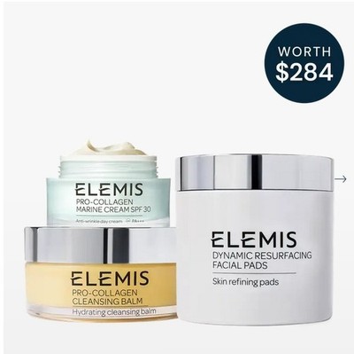 Elemis Pro Collagen Heroes Set Night Cream Marine Cream Cleansing Balm Full Size