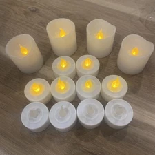 Basic Elements LED Candle Set 10 Tealights & 4 Wax Votives Tested & Mostly Work