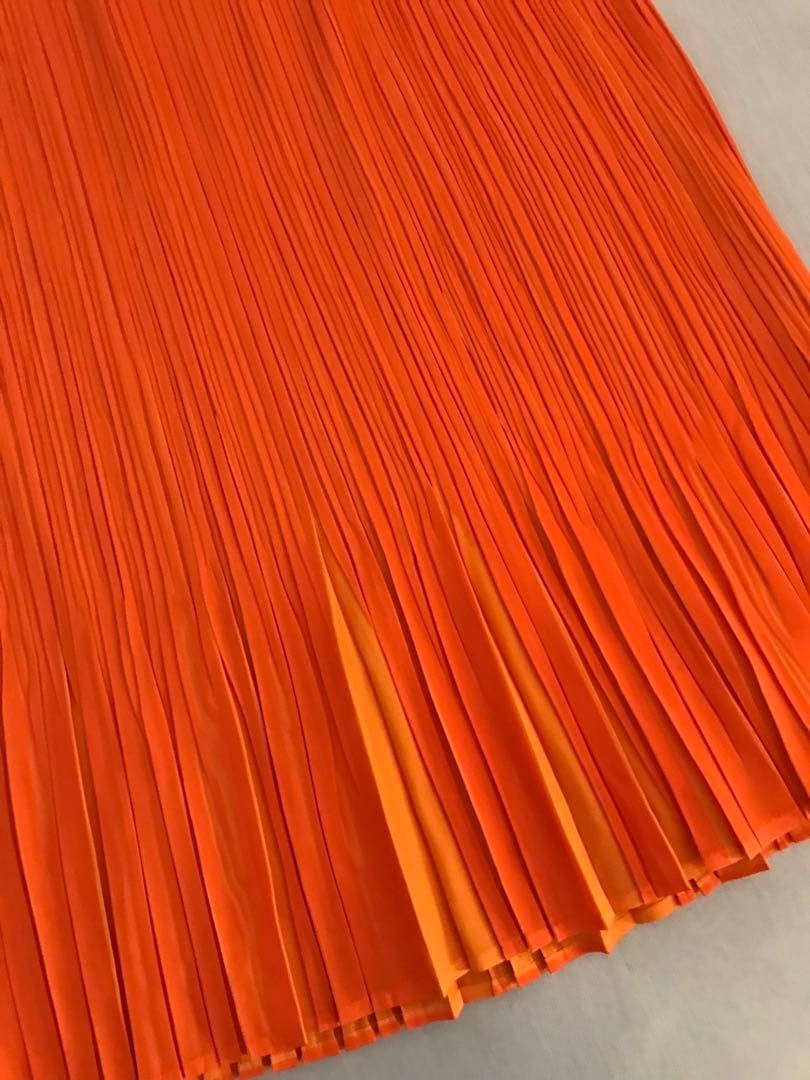 PLEATS PLEASE Issey Miyake Orange Flared Pleated Skirt Size 4 #EL