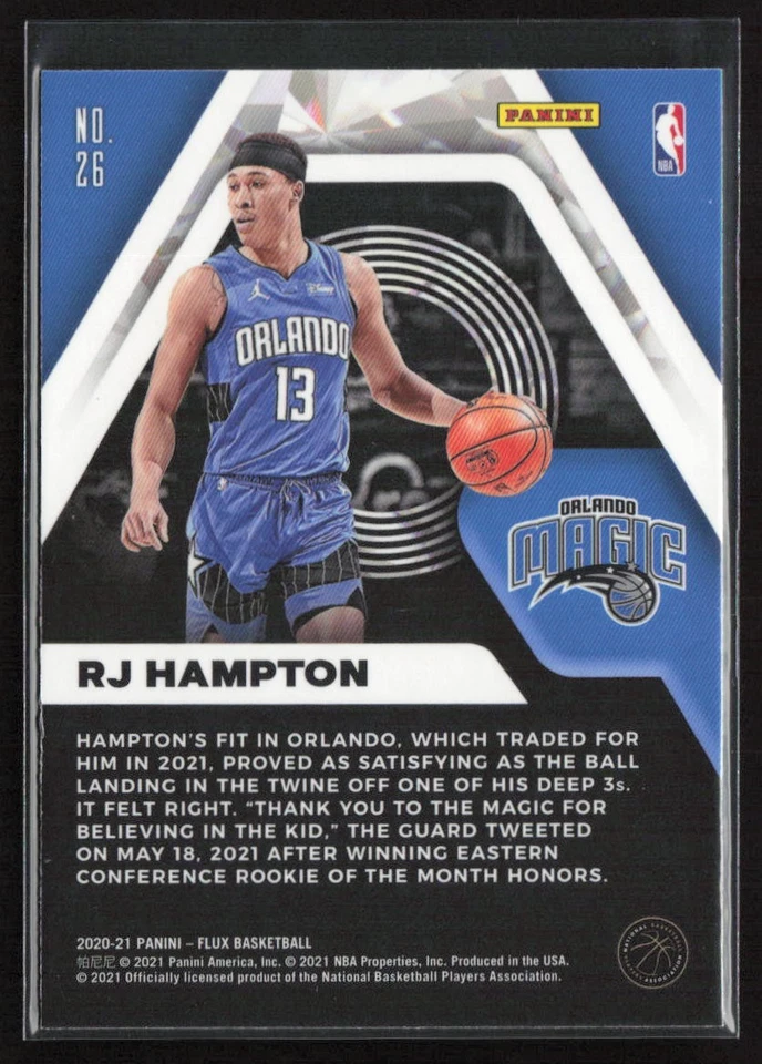 2020-21 Panini Flux Rookie Influx RJ Hampton #26 Orlando Magic - Image 2 of 2