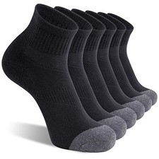 CS CELERSPORT 6 Pack Men's Ankle Socks with Cushion Athletic Running Socks 9-12