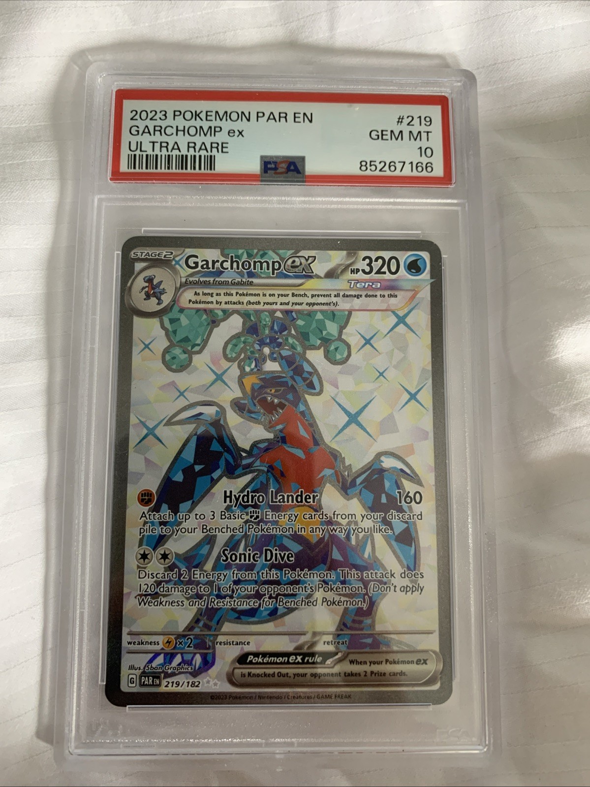 Pokémon TCG Garchomp EX Holo Ultra Rare Card 219/182 Paradox Rift Gem MT PSA 10