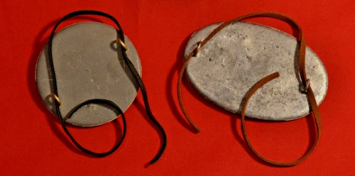 (1) CIVIL WAR BOX PLATE/CROSS STRAP Latigo Leather 12" Tie-Down FREE SHIPPING