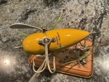 Vintage Heddon MUSKY Frog Crazy Crawler Fishing Lure Antique Wood Tackle Box 