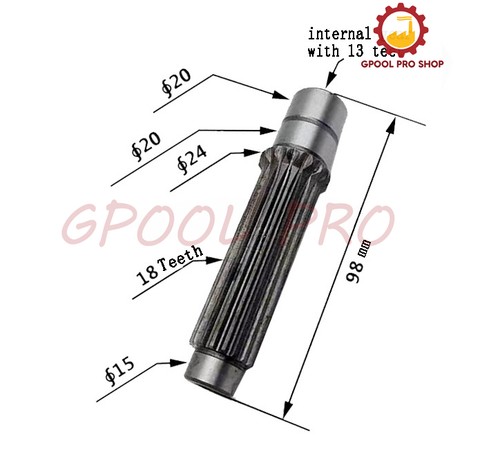 Fits Bobcat E32 Travel Motor Shaft 18T 98mm ,11T/13T 89mm Sun Gear Center Tooth - Picture 3 of 8