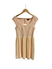 American Eagle Outfitters Women’s 2 Pink Peach Baby Doll Mini Dress Lace Pleated