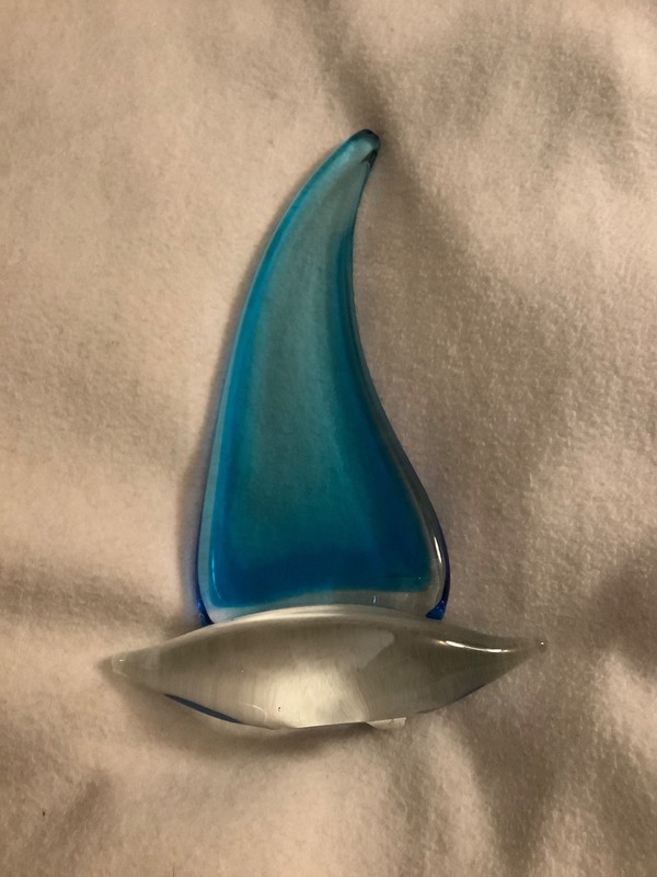 Glass sculpture, sailboat, beautiful condition