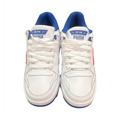 25N19/ PUMA 10T84-03 White Blue Red Lace Up Low Top Men's Athletic Sneakers
