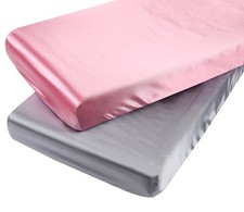 Satin Mini Crib Sheet Set 2 Pack Ultra Soft Silk Fitted Playard Sheet 24x38 I...
