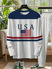 Men's Outfit 2 Piece Set Shirt  Pants Suit PLUS SIZE BIG 5XL