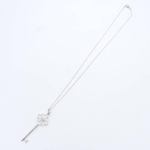 TIFFANY & Co. Sapphire Knot Key Pendant Necklace Silver AG925 Women's New - Picture 2 of 7