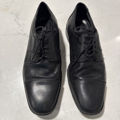 Johnston & Murphy Mens Sz US 9.5 W Cap Toe Oxford Black Leather Shoes 59 -11567