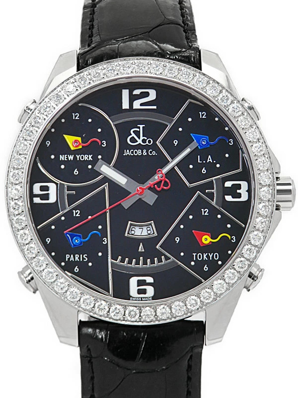 JACOB Co Five Time Zone Diamond Men Quartz #T225
