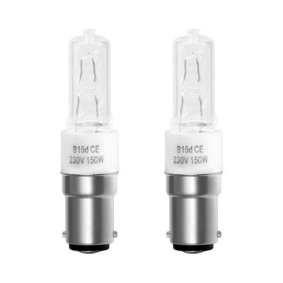 2 Stück B15D 150W Halogenlampe Dimmbar, Warmweiß 2700K, 2870LM, Klar Halogenlamp