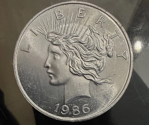 1986 1 Troy Oz Silver Trade Unit, Peace/Eagle, Rare