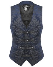 Punk Rave Mens Vest Waistcoat Blue Damask Velvet Gothic Steampunk Aristocrat VTG