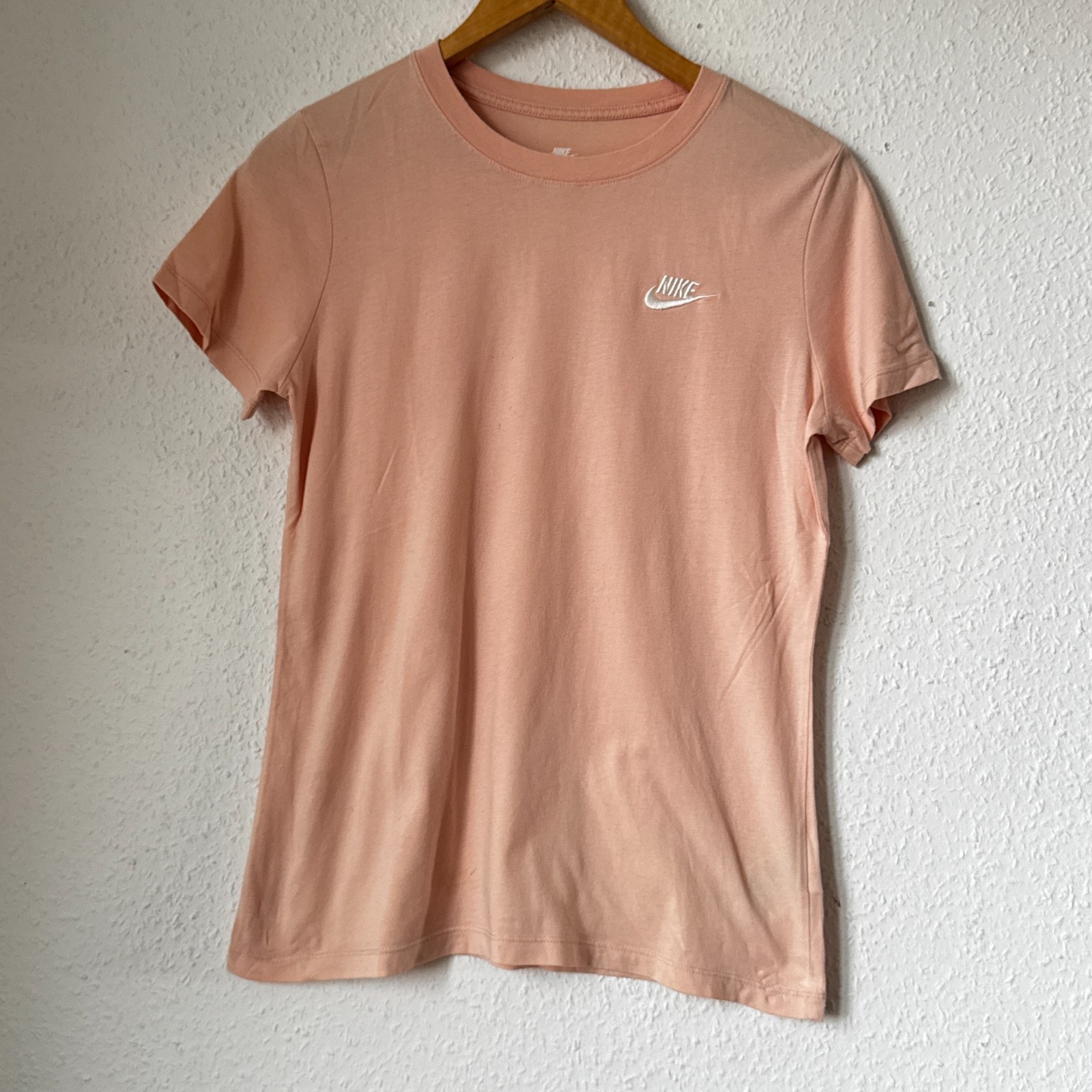 Nike Women's Embroidered Swoosh Tee - Peach/Coral (Size M) image 2
