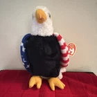 Ty Beanie Babies Soar Bald Eagle Plush Patriotic Red White Blue 2001 Vintage
