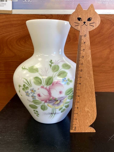 Vintage Westmoreland Authentic Hand Painted Floral Milk Glass Vase
