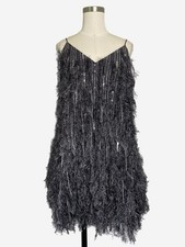 ASOS Edition NWT Charcoal gray feather sequin beaded fringe mini dress event 4