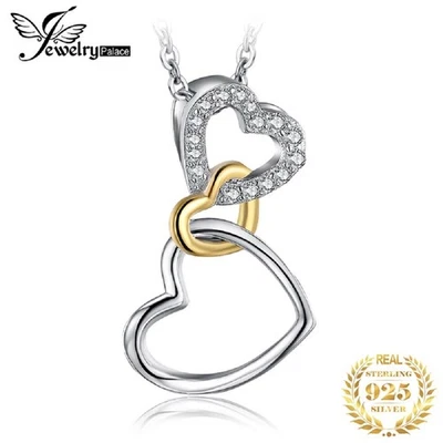 Damen Halskette Herz 925 Silber Kette Zirkon Anhänger Frauen Schmuck Geschenk - Bild 1 von 4