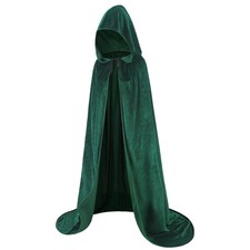 Velvet Cape Hooded Cloak 2PC Green Cape for Halloween Cosplay Costumes, 59.05"