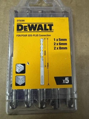 Dewalt SDS plus Hammerbohrer Set 5,6,6,8,8 x 110 mm 2 schneidig Neu ! DT 9399