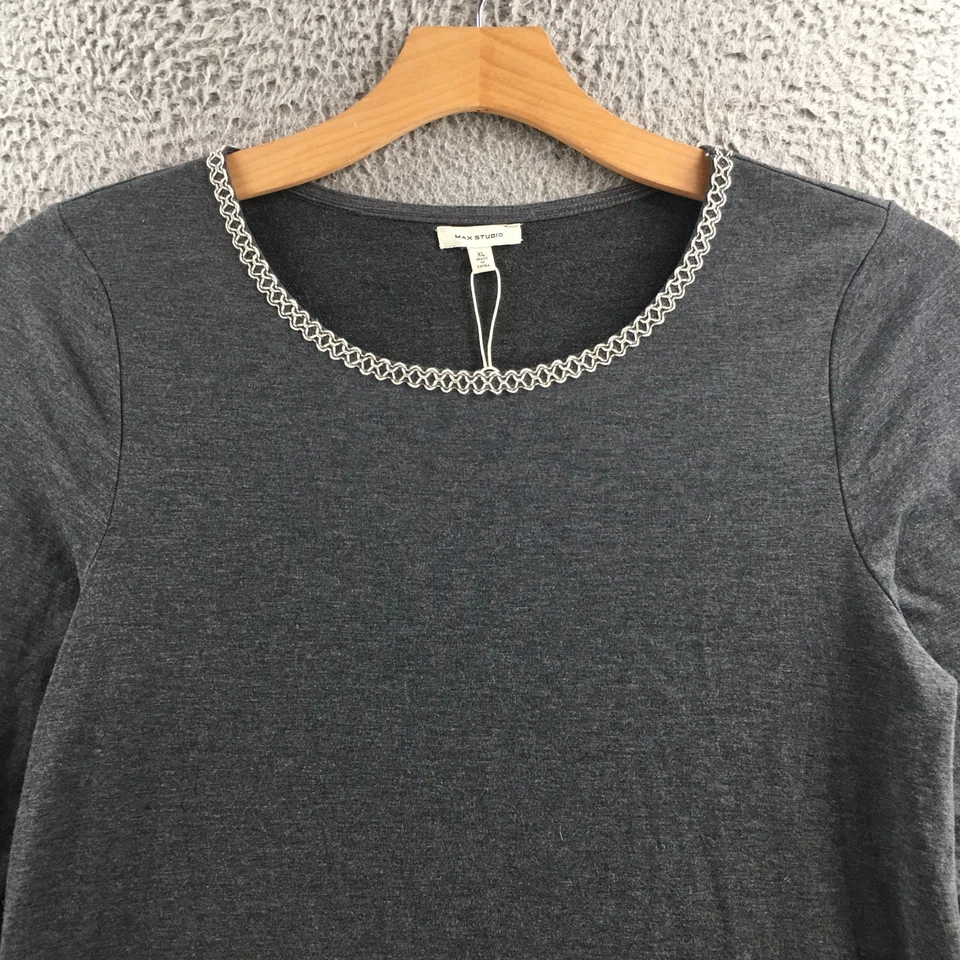 Max Studio Suéter Vestido Mujer XL Gris Tejido Manga Larga Pullover Informal NUEVO Foto 2 de 4