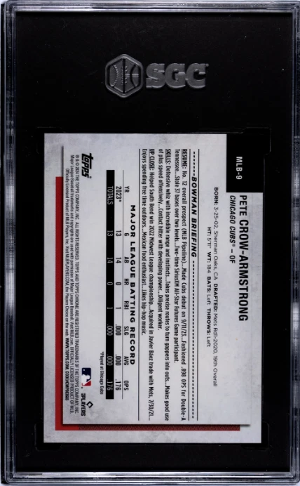 2024 Topps National Pete Crow-Armstrong #7/25 Orange Refractor RC SGC 9.5 Rookie - Image 2 of 2