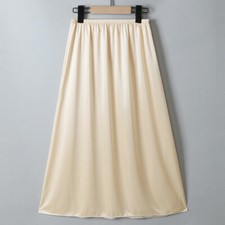 Lady Half Slip Underskirt Elastic Waist Thin A-Line Petticoat Underdress Plain