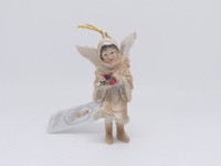 Vintage Weihnachtsengel – Christbaumschmuck Engel Mit Vogel & Kranz, 8,5 Cm