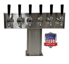 Stainless Steel Draft Beer Tower Made in USA -6 Faucets - AIR COOLED TTB-6SS-OP
