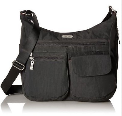 BAGGALLINI Everywhere Crossbody Bagg with RFID Wristlet CHARCOAL w/Fushia New - Picture 3 of 9