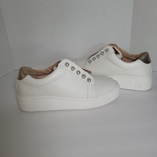 Alex Marie Wrenna White Leather Sneakers Lace-Up w/ Pearl Embellishments Sz 8.5 - Picture 2 of 8