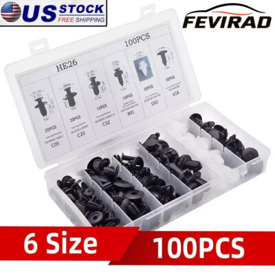 For Ford 100Pcs Bumper Hood Clips-Retainer Rivet-Fastener-Fender Push Pin USA*