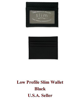 Slim Low Profile Business Card Wallet ID Window with 4 Color Options 2 Pack
