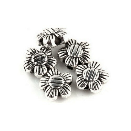 Lot De 250 Perles Intercalaires (spacers) En Forme De Fleur - 4x4x2 Mm - Argenté - Pour Création Bijoux