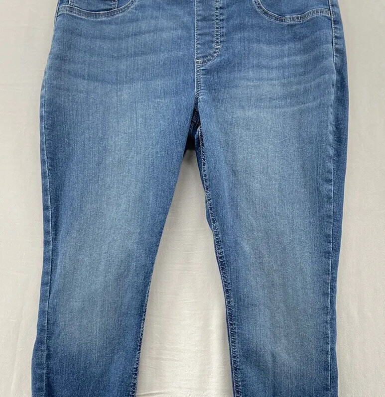 Lee Blue Denim Pullon Jeans Jegging Womens MED Skinny Distressed Midrise Stretch thumbnail 9