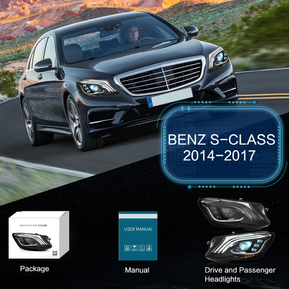 VLAND Scheinwerfer für 2014-2017 Mercedes Benz S Class Sedan W222 blau Animation - Bild 4 von 4