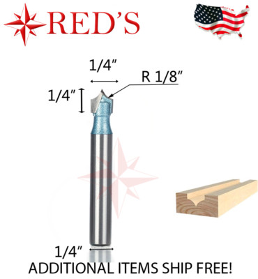 Tideway Carbide Industrial LC04050404 R1/8'' Radius Carving 1/4'' shank router bit