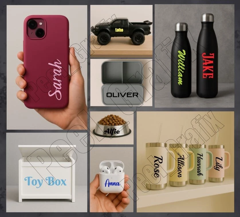 Personalised Name Vinyl Sticker Word Text Cut Fancy Font Sticker Sentence custom - Image 3 of 4